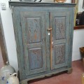 Antique 8 raised panels armoire, cupboard, original color  - 12