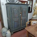 Antique 8 raised panels armoire, cupboard, original color  - 13