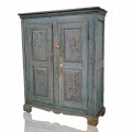Antique 8 raised panels armoire, cupboard, original color  - 1