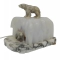 Vintage alabaster lamp with polar bears - 2