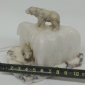 Vintage alabaster lamp with polar bears - 4