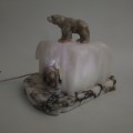 Vintage alabaster lamp with polar bears - 7