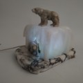 Vintage alabaster lamp with polar bears - 8