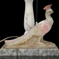 Art Deco alabaster lamp with peacock base, broken beak - 2