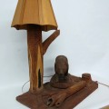 Lampe art populaire sculptée - 7