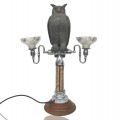 Vintage decorated lamp with owl ornement  - 1