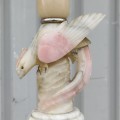Lampe torchère décoré d'un oiseau en marbre, fillage manquant et abat-jour craqué - 3
