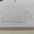Lithography signed Enook Manomie, Igloo village in Walrus  - 2