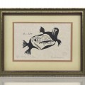 Lithography signed Enook Manomie, Igloo village in Walrus  - 1