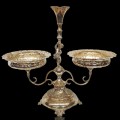 Antique epergne with dual bowls, finely detailed - 1