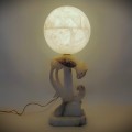 Stellar antique marble lamp with birds ornements - 3