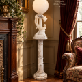 Veru nice antique marble lamp and pedestal with birds ornement  - 2