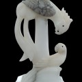 Veru nice antique marble lamp and pedestal with birds ornement  - 4