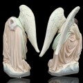 Pair of praying angels, polychrome gilded religious statues - 2