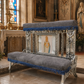 Magnifique prie-dieu décoré d'anges, agenouilloir - 2