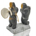 Nice Inuit stone sculpture, Chant de la gorge, Hudson Bay  - 1