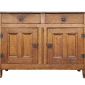 Antique pine buffet, multi panels, square nails assembly  - 3