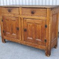 Antique pine buffet, multi panels, square nails assembly  - 10