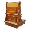 Ancien meuble prie-dieu, agenouilloir sculpté en bois - 1