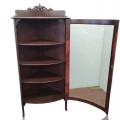 Meuble vaisselier en coin avec vitre bombée, curio, vitrine  - 2