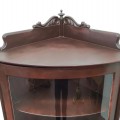 Meuble vaisselier en coin avec vitre bombée, curio, vitrine  - 7