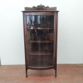 Meuble vaisselier en coin avec vitre bombée, curio, vitrine  - 8