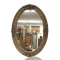 Gold baroque oval mirror, floral molding - 1