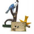 Folk art wooden bird sculptures (right one sold) - 2