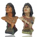 Pair of vintage cigar store hiawatha busts - 1
