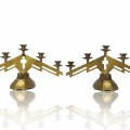 Pair of brass altar candelabras, Art Deco style - 1
