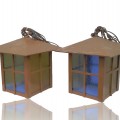 Paire de luminaires en bois, lampes suspendues - 1