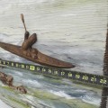 Wall panel with painting and carving signed Larochelle  - 4
