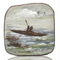 Wall panel with painting and carving signed Larochelle  - 1