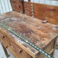 Wooden workshop bench with vise and original drawers - 2