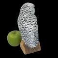 Petit hiboux sculpté en bois, sculpture harfang des neiges - 2