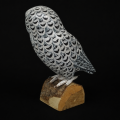 Petit hiboux sculpté en bois, sculpture harfang des neiges - 3