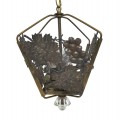 Petit luminaire décoré de feuilles et grappes de raisins, lustre, lampe, fixture   - 2