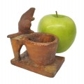 Wooden carved matches holder with beaver ornement  - 2