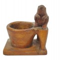 Wooden carved matches holder with beaver ornement  - 3