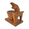 Wooden carved matches holder with beaver ornement  - 4