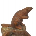 Wooden carved matches holder with beaver ornement  - 6