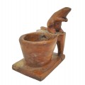 Wooden carved matches holder with beaver ornement  - 1