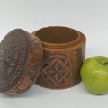 Soviet Union wooden carved round box  - 2