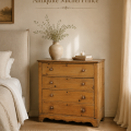 Petite commode antique en pin, bureau de chambre à coucher  - 2