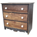 Petite commode en pin, 3 tiroirs, bureau  - 1