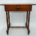 Antique one drawer turned legs table  - 3