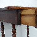 Antique one drawer turned legs table  - 4