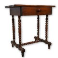 Antique one drawer turned legs table  - 1