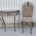 Petite table avec miroir et chaise en fer martelé - 2
