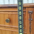 Antique wooden bedside table with one drawer and one door. - 4